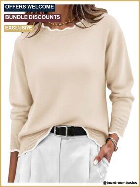 Loose Knit Crew Neck Pullover Sweater for Women Fall Winter